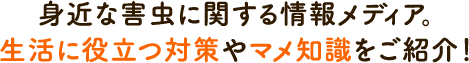 身近な害虫に関する情報メディア。生活に役立つ対策やマメ知識をご紹介！