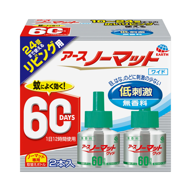 アースノーマット詰め替えワイド60日用無香料2本入り 6個セット | mdh